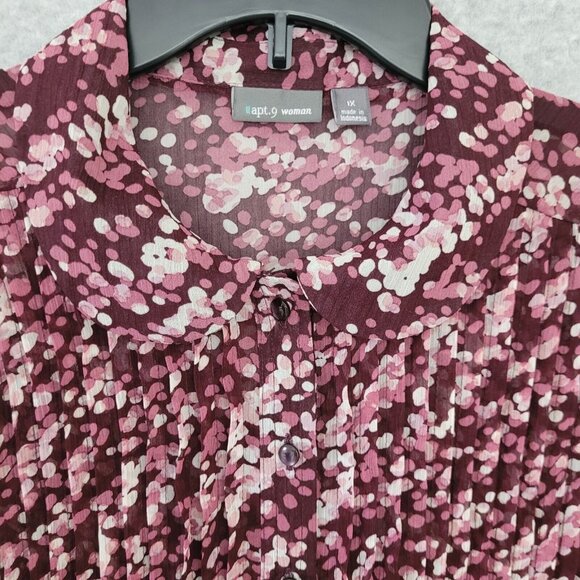 Apt 9 Pintuck Flutter Sleeve Blouse Womens 1X Semi Sheer Classy Silky Career - Picture 4 of 8